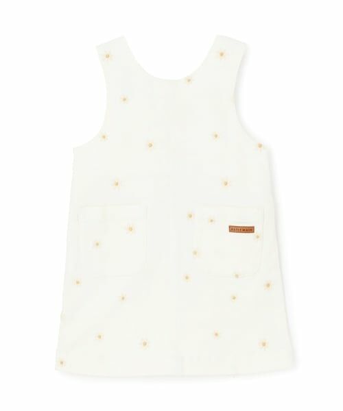 petit main / プティマイン ミニ丈・ひざ丈ワンピース | 花刺しゅうジャンスカ(生成)