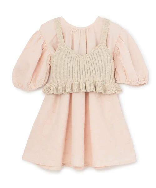 petit main / プティマイン ミニ丈・ひざ丈ワンピース | 【リンク】レースワンピースビスチェセット（ライト ピンク）