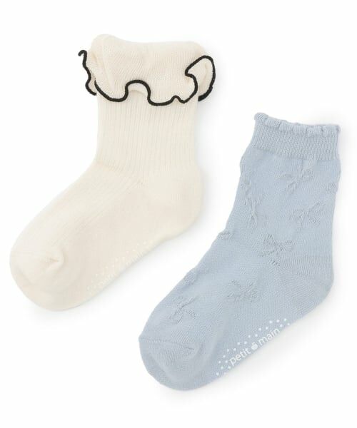 petit main / プティマイン ソックス | フリルクルーソックス2P（アイボリー）