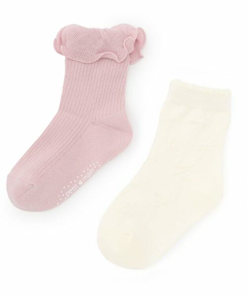 petit main / プティマイン ソックス | フリルクルーソックス2P（ライト ピンク）