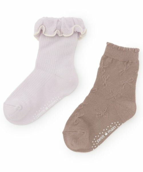 petit main / プティマイン ソックス | フリルクルーソックス2P（ラベンダー）