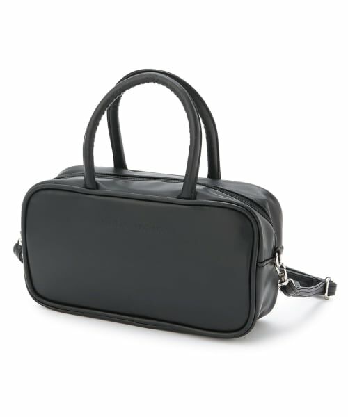 petit main / プティマイン ボストンバッグ | 【リンク】レザー調ボストンバッグ（黒）