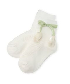 petit main / プティマイン ソックス | お花モチーフクルーソックス