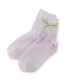 petit main / プティマイン ソックス | お花モチーフクルーソックス