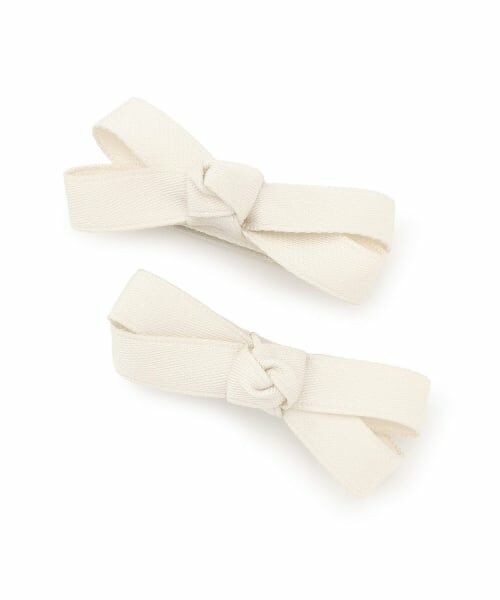petit main / プティマイン ヘアピン | リボンヘアクリップ2P（アイボリー）