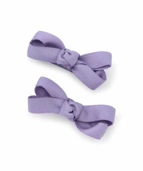 petit main / プティマイン ヘアピン | リボンヘアクリップ2P（ブルー グレー）