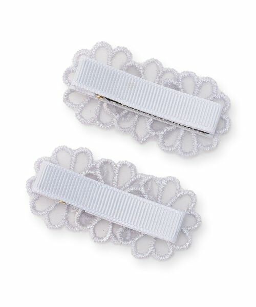 petit main / プティマイン ヘアピン | レースフラワーヘアクリップ2P/L | 詳細1