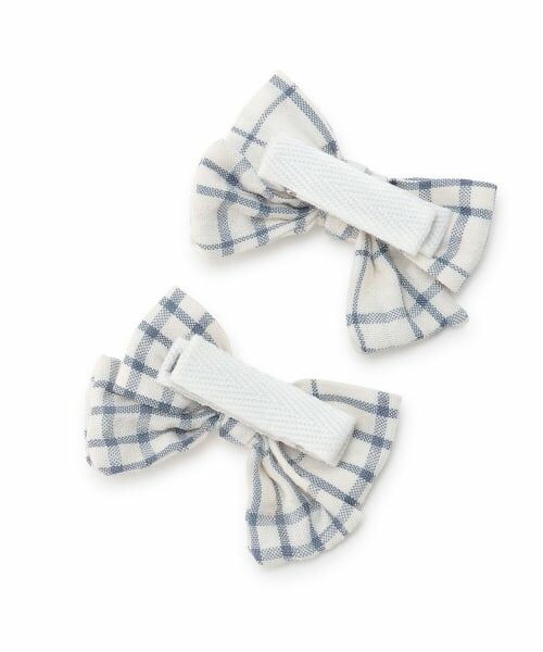 petit main / プティマイン ヘアピン | チェックリボンヘアクリップ2P/L | 詳細1