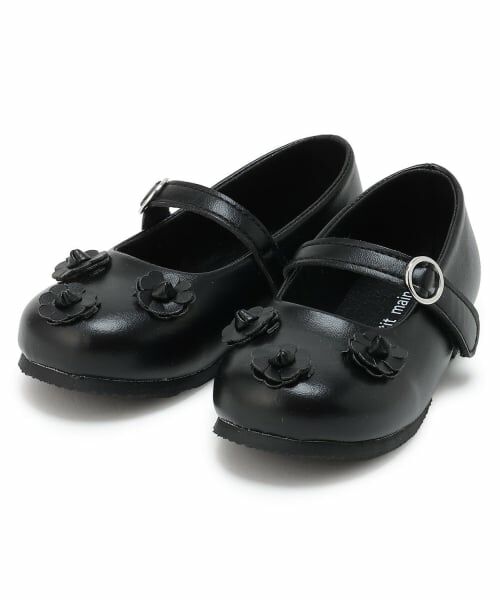 petit main / プティマイン パンプス | フラワーパンプス（黒）