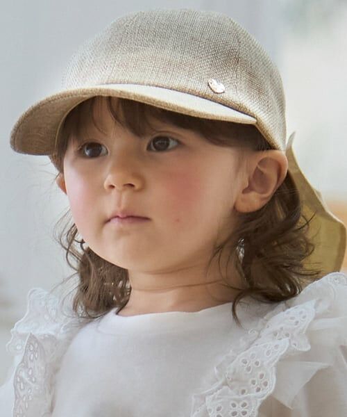 petit main / プティマイン キャップ | 【UV加工】日よけリボンキャップ（ベージュ）