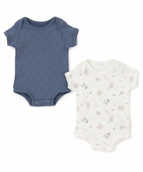 petit main / プティマイン ロンパース | 【弱酸性】ボディスーツ（モデレート ブルー）