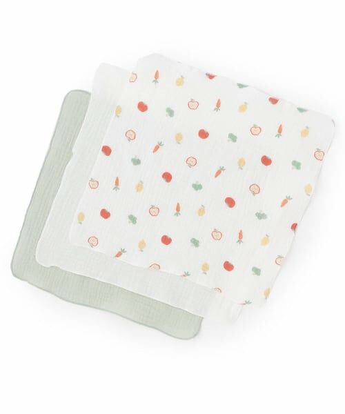 petit main / プティマイン ベビー・キッズグッズ | ガーゼ小3P（ライト グリーン）