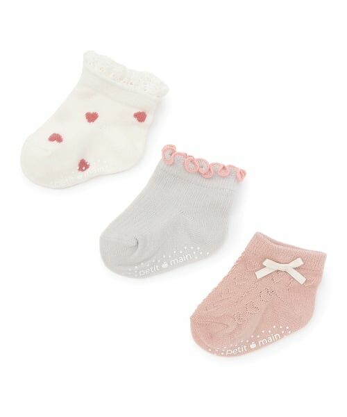 petit main / プティマイン ベビー・キッズウエア | BABY3Pソックス（ライト ピンク）