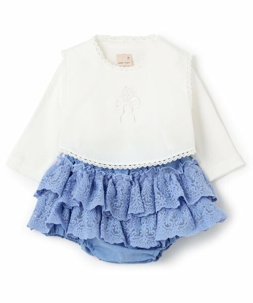 petit main / プティマイン ベビー・キッズウエア | ベストつきロンパース＋フリパンセット（オフ ホワイト）