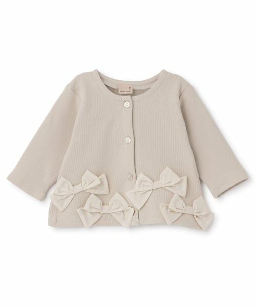 petit main / プティマイン ベビー・キッズウエア | 【リンク】リボンカーディガン（薄ベージュ）