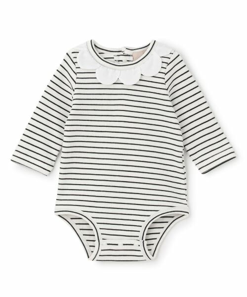 petit main / プティマイン ロンパース | スカラップ衿ロンパース（黒）