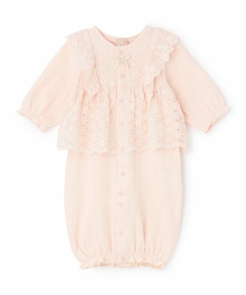 petit main / プティマイン ロンパース | 【オーガニック】ペプラム切替2WAYオール（ライト ピンク）