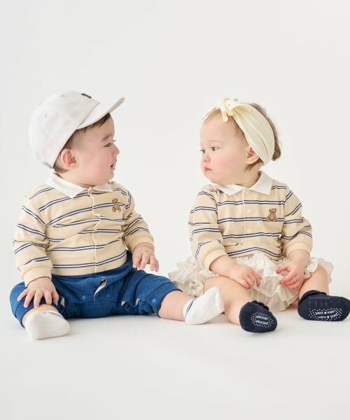 petit main / プティマイン ロンパース | 【リンク】ラガー衿ドッキングロンパース | 詳細2