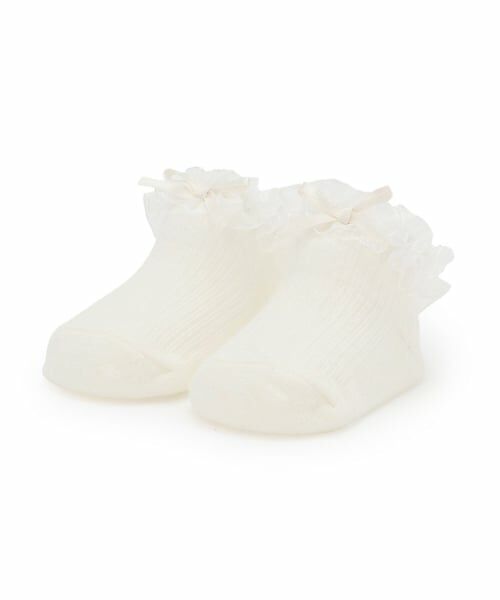 petit main / プティマイン ベビー・キッズウエア | オーガンジーフリルカップソックス（オフ ホワイト）