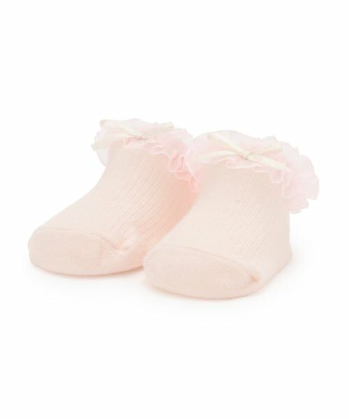 petit main / プティマイン ベビー・キッズウエア | オーガンジーフリルカップソックス（ライト ピンク）