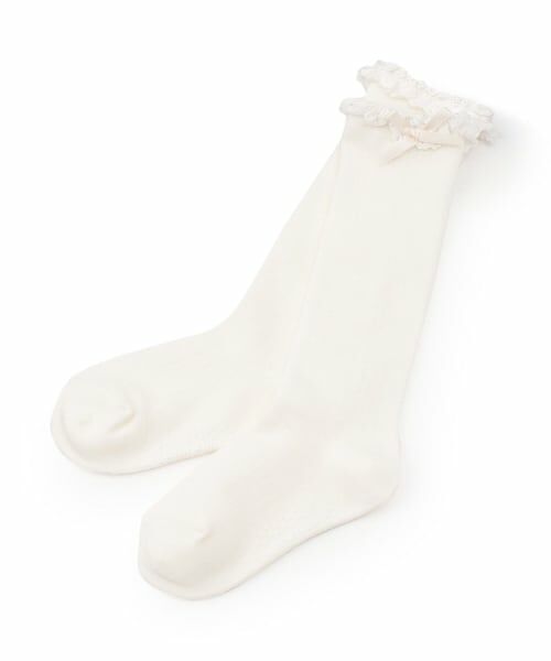 petit main / プティマイン ソックス | リボンつきハイソックス（オフ ホワイト）