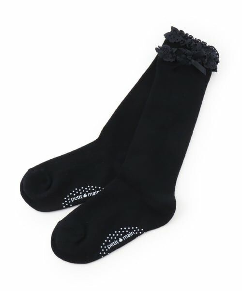 petit main / プティマイン ソックス | リボンつきハイソックス（紺）