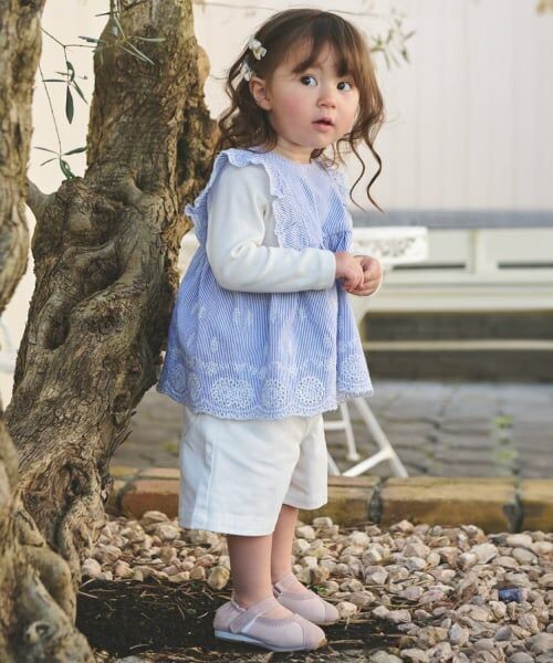 petit main / プティマイン ショート・ハーフ・半端丈パンツ | ハーフワイドパンツ（オフ ホワイト）