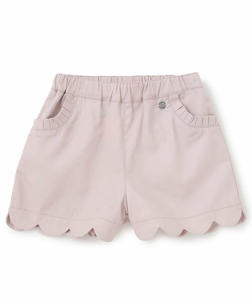 petit main / プティマイン ショート・ハーフ・半端丈パンツ | 【防汚加工】スカラップショートパンツ（ライト ピンク）