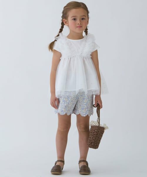 petit main / プティマイン ショート・ハーフ・半端丈パンツ | 【防汚加工】スカラップショートパンツ（マルチ）