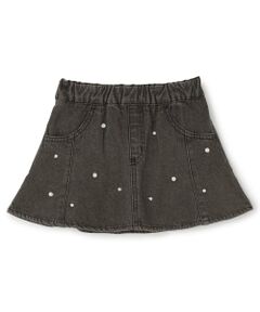 petit main / プティマイン ミニ・ひざ丈スカート | パールデニムフレアスカパン