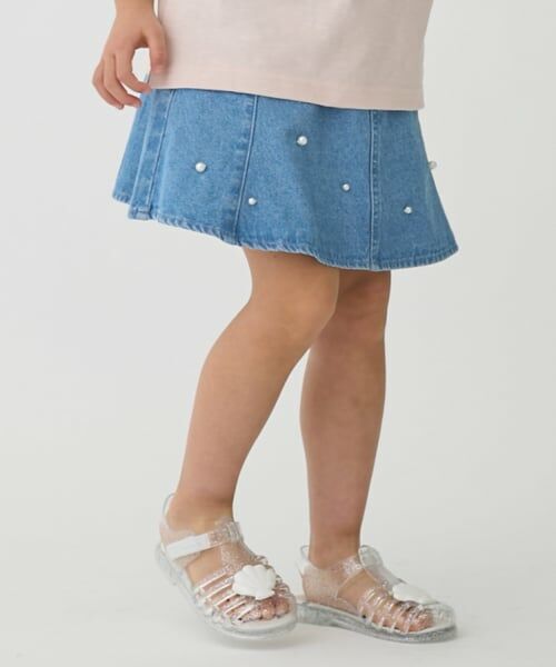 petit main / プティマイン ミニ・ひざ丈スカート | パールデニムフレアスカパン | 詳細1