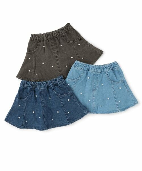petit main / プティマイン ミニ・ひざ丈スカート | パールデニムフレアスカパン | 詳細15