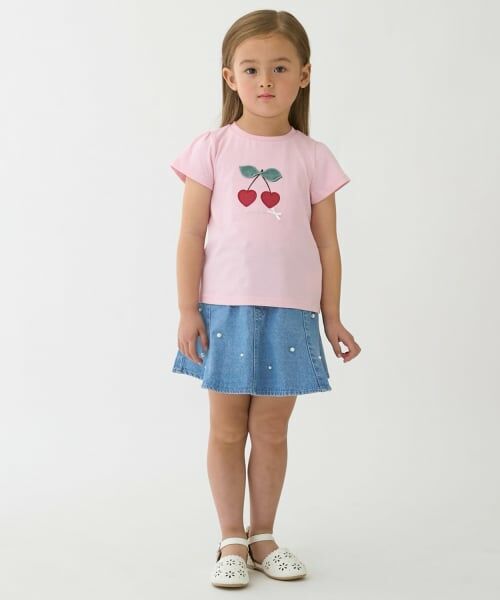 petit main / プティマイン ミニ・ひざ丈スカート | パールデニムフレアスカパン | 詳細3