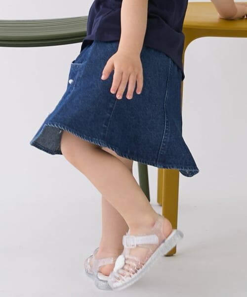 petit main / プティマイン ミニ・ひざ丈スカート | パールデニムフレアスカパン | 詳細4