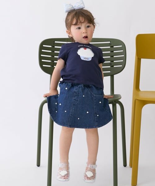 petit main / プティマイン ミニ・ひざ丈スカート | パールデニムフレアスカパン | 詳細5