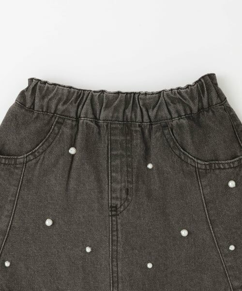 petit main / プティマイン ミニ・ひざ丈スカート | パールデニムフレアスカパン | 詳細9