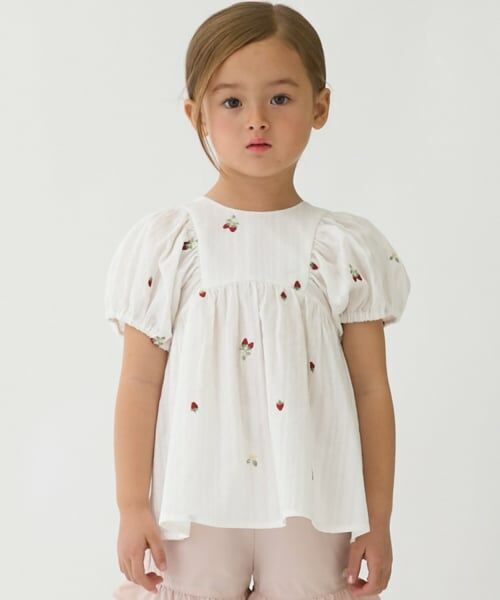 petit main / プティマイン その他トップス | 【リンク】いちごパフチュニック（アイボリー）