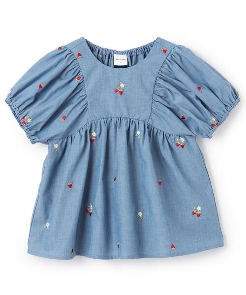 petit main / プティマイン その他トップス | 【リンク】いちごパフチュニック（ブルー）