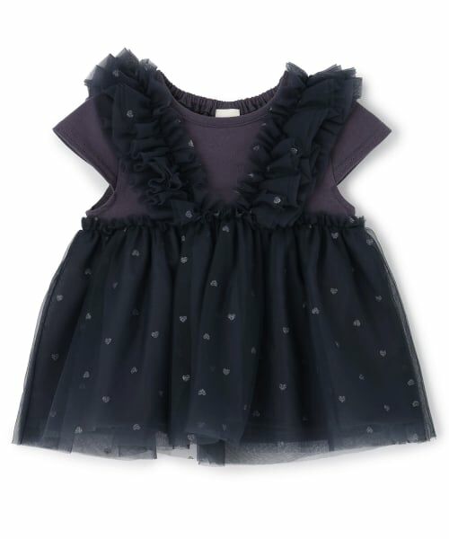 petit main / プティマイン その他トップス | 【リンク】チュールフリルチュニック(紺)