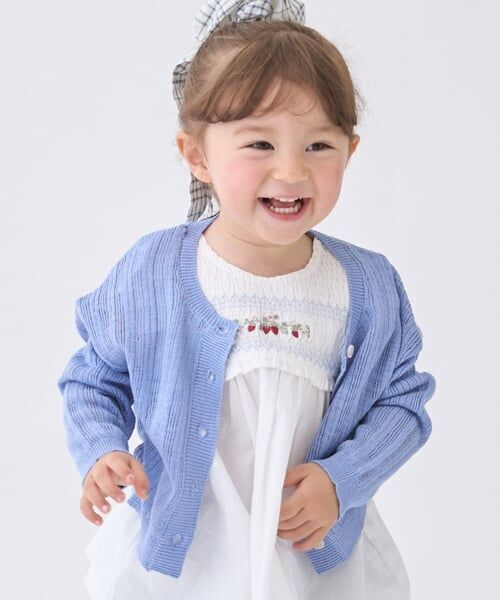 petit main / プティマイン カーディガン・ボレロ | シアーカディガン（ライト ブルー）