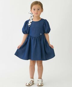 petit main / プティマイン ミニ丈・ひざ丈ワンピース | 【リンク】袖パフペプラムワンピース