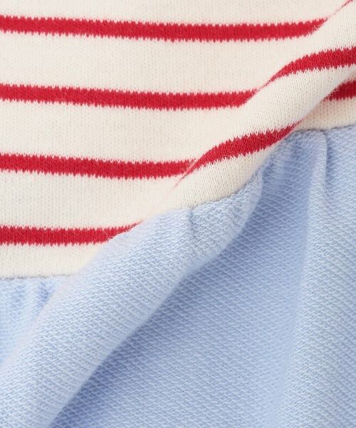 petit main / プティマイン ロンパース | リボンつきボーダー切り替え2wayオール | 詳細10