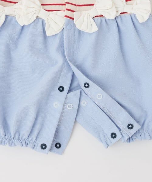 petit main / プティマイン ロンパース | リボンつきボーダー切り替え2wayオール | 詳細9