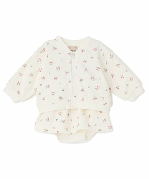 petit main / プティマイン ベビー・キッズウエア | 【リンク】花柄ZIP＆スカパンセットアップ（アイボリー）