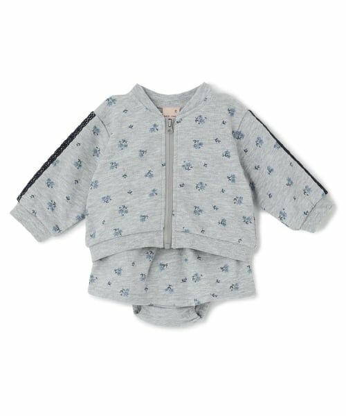 petit main / プティマイン ベビー・キッズウエア | 【リンク】花柄ZIP＆スカパンセットアップ（トップ グレー）