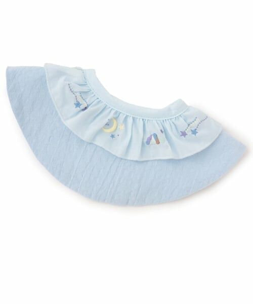 petit main / プティマイン スタイ・ビブ | 【防水】刺しゅうフリルスタイ（ライト ブルー）
