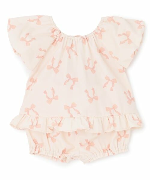 petit main / プティマイン ベビー・キッズウエア | 【リンク】リボン総柄セットアップ（ライト ピンク）