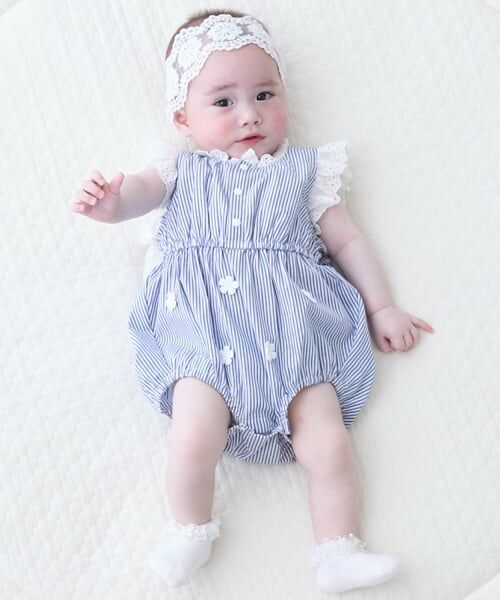 petit main / プティマイン ベビー・キッズウエア | 【リンク】コットンレースサロペット（ブルー）