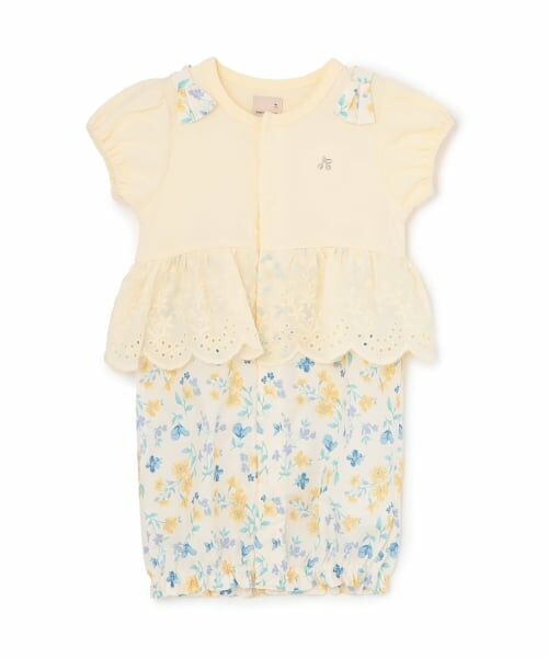 petit main / プティマイン ロンパース | ペプラム切替2wayオール（黄）