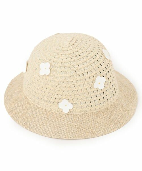 petit main / プティマイン ベビー・キッズグッズ | 【リンク】お花つき雑材ハット（アイボリー）